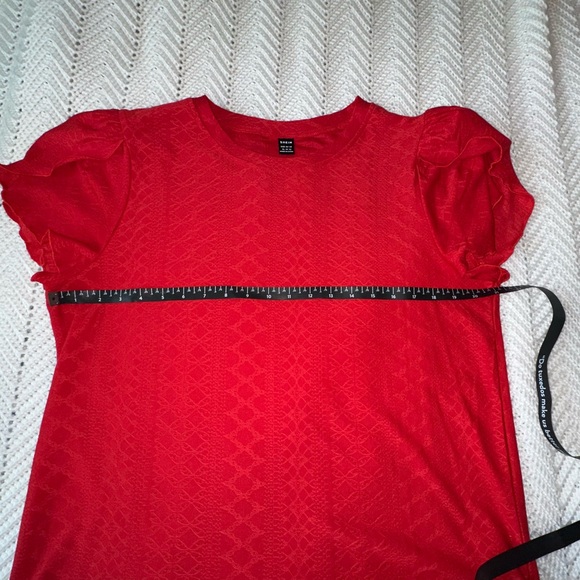SHEIN Red Flutter Sleeve Blouse Cap Sleeve xl - Picture 6 of 7